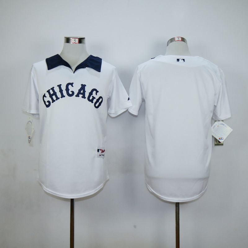 Men Chicago White Sox Blank White Throwback MLB Jerseys->chicago white sox->MLB Jersey